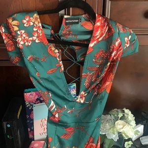 PLT emerald floral tie dress